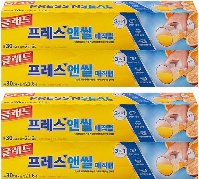 GLAD 佳能 Press'n Seal 魔術保鮮膜 一般型, 21.6m, 4個
