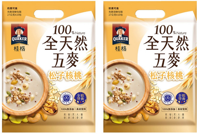 QUAKER 桂格 全天然五麥 松子核桃, 270g, 2袋