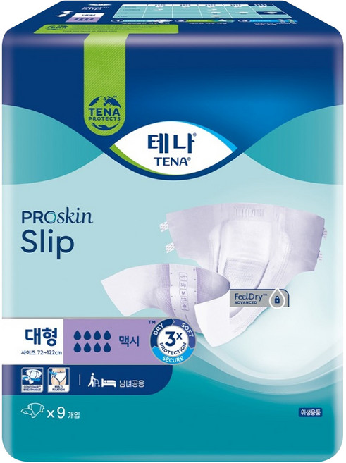 TENA 添寧 PROskin Slip Maxi 黏貼式成人紙尿褲, 大號(72~122cm), 9片, 1包