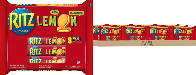 RITZ 麗滋 三明治餅乾 檸檬口味 隨手包 9包, 243g, 12袋