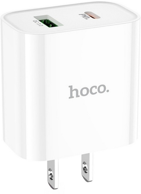 hoco. 浩酷 迅泰 PD20W 2個 USB-A + USB-C 充電器 QC3.0 快速充電 白色 US C80 Plus