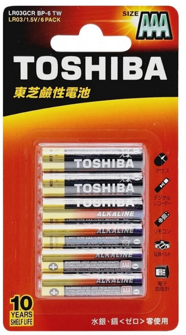 TOSHIBA 東芝 台灣公司貨 鹼性電池 4號, 6顆, 1組