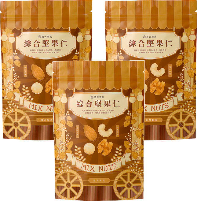 Green Market 菓青市集 綜合活力堅果, 180g, 3包