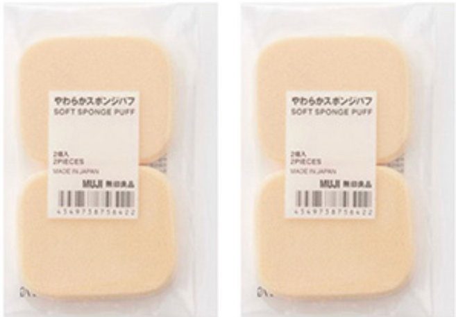 MUJI 無印良品 台灣公司貨 海綿粉撲 2個, 柔軟, 2包