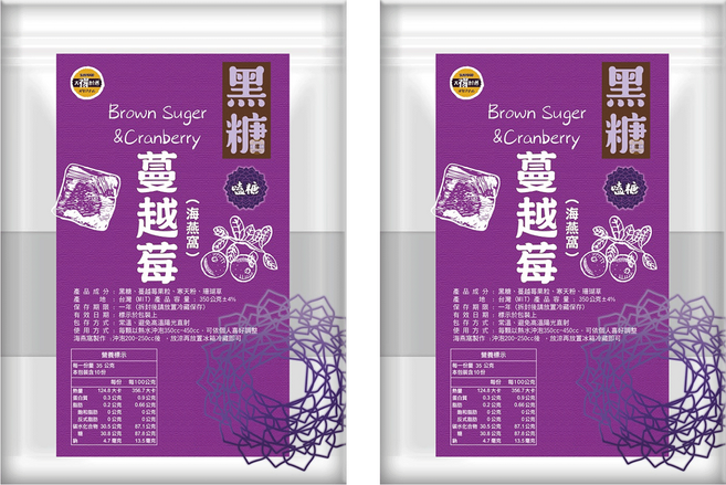 SUNFOOD 太禓食品 黑糖蔓越莓海燕窩, 350g, 2包