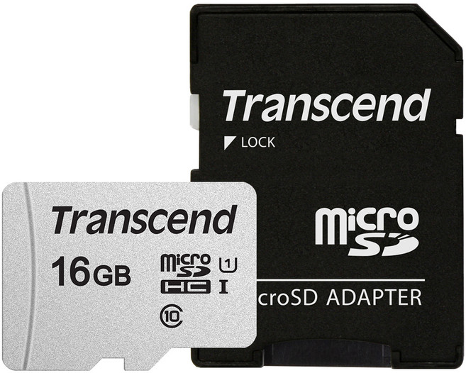 Transcend 創見 300S-A Micro SD卡, 16GB, 1個