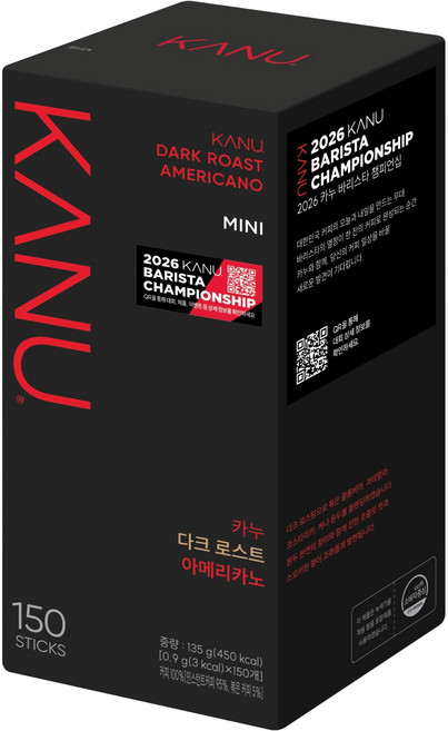 KANU 深度烘焙美式原豆咖啡隨身包, 900mg, 150入, 1個