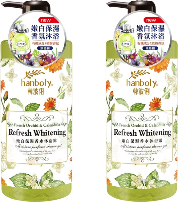 hanboly 韓波俐 香水沐浴乳 嫩白保濕, 2個, 750ml