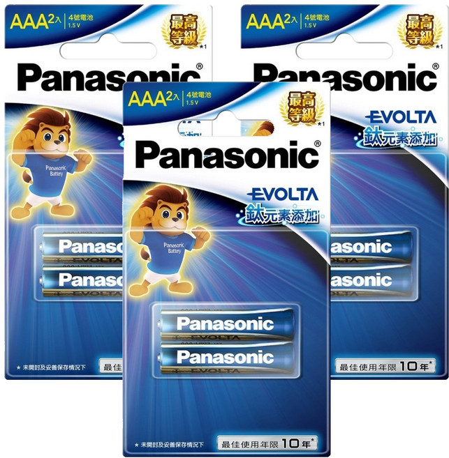 Panasonic Evolta 鈦元素鹼性電池 4號, 3組, 2顆