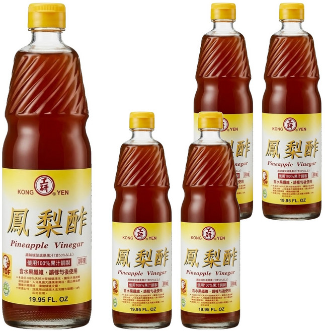 KONG YEN 工研 鳳梨水果醋, 600ml, 5瓶