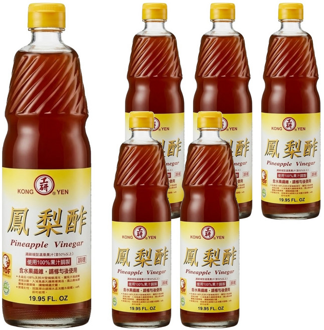 KONG YEN 工研 鳳梨水果醋, 600ml, 6瓶