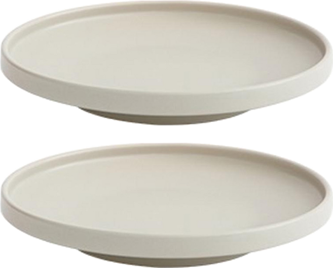 ERATO 燕麥系列奶油色盤子 17cm 2入組, 1組, 2個圓形高腳盤, 奶油色