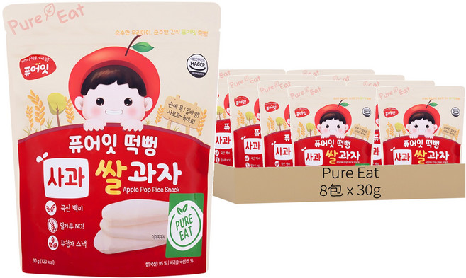 Pure Eat 幼兒米餅, 蘋果, 30g, 8包