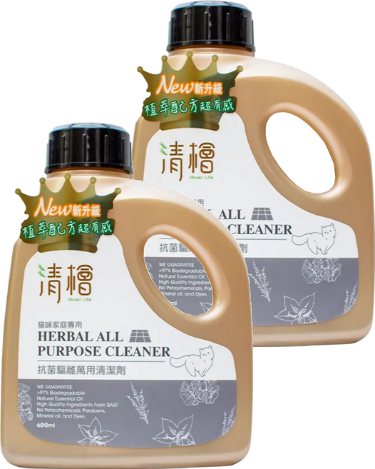 Hinoki Life 清檜 抗菌驅蟲除蚤萬用清潔劑 貓咪家庭專用, 2瓶, 600ml