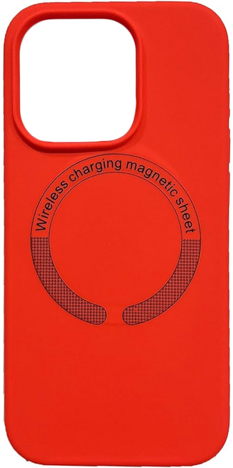 無品牌 手機軟殼 iPhone 14 Plus 磁吸 MagSafe 矽膠 馬卡龍 紅色