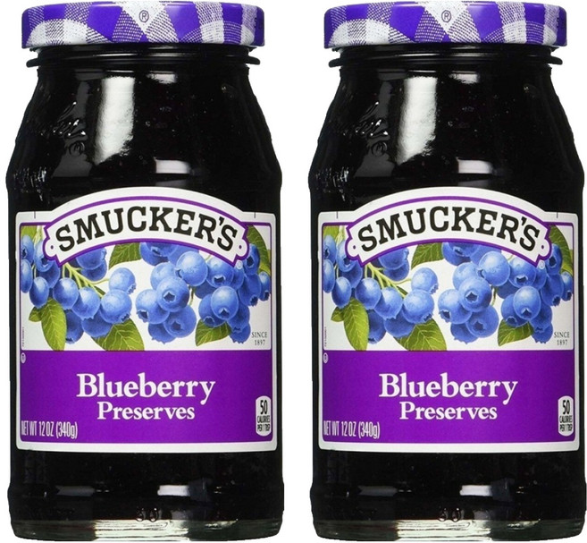 SMUCKER'S 盛美家 藍莓果醬 適合早餐或下午茶的抹醬 自然水果製成 無添加人工色素 果肉含量超過45%, 340g, 2罐