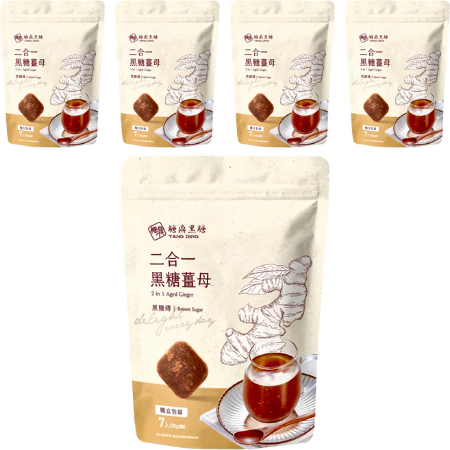 糖鼎 二合一黑糖薑茶 黑糖磚, 30g, 7個, 5包