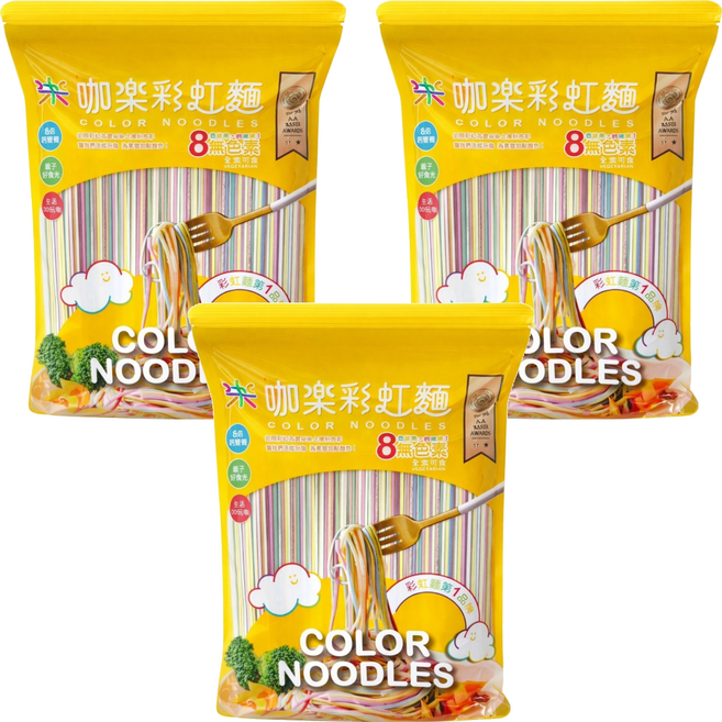 COLOR 咖樂 天然蔬果彩虹麵, 3包, 480g