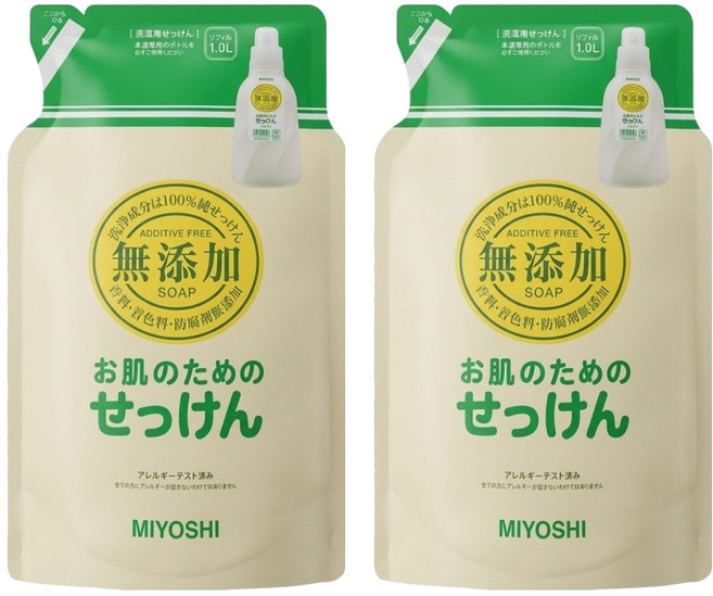 MIYOSHI 無添加 洗衣精 補充包, 1L, 2包