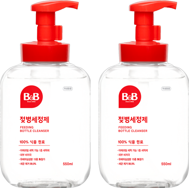 B&B 奶瓶清潔慕斯, 550ml, 2瓶
