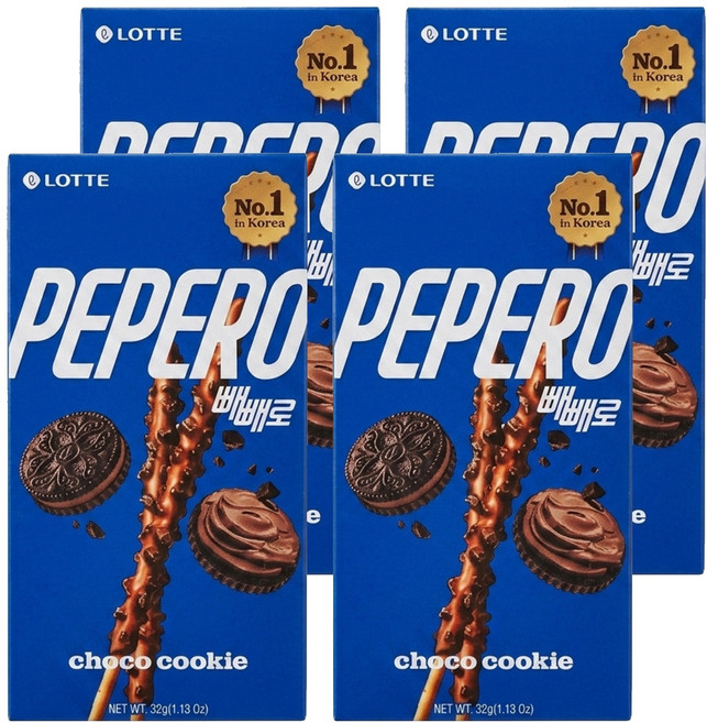 PEPERO 黑餅乾巧克力口味餅乾棒, 32g, 4盒