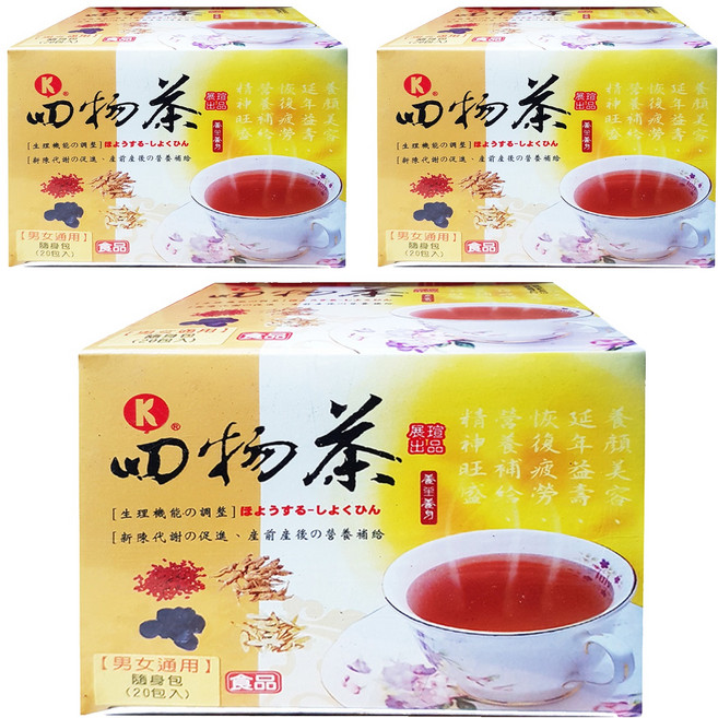展瑄 四物茶, 5g, 20包, 3盒
