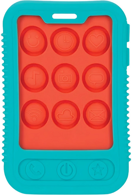 Nuby 按壓咬咬手機固齒器, 活力橘紅, 1個, 固齒器