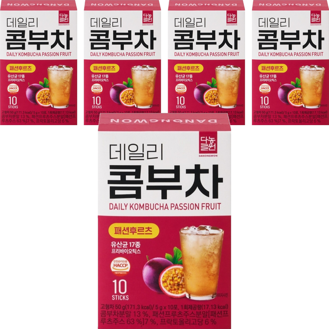 Danongwon 乳酸菌康普茶 百香果, 10包, 5g, 5盒