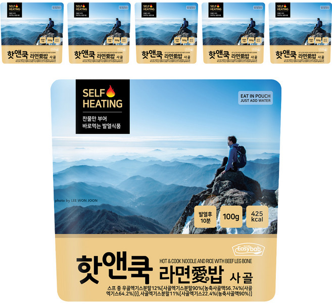 Hot&Cook 泡麵愛飯即食包 牛骨風味, 6個, 100g