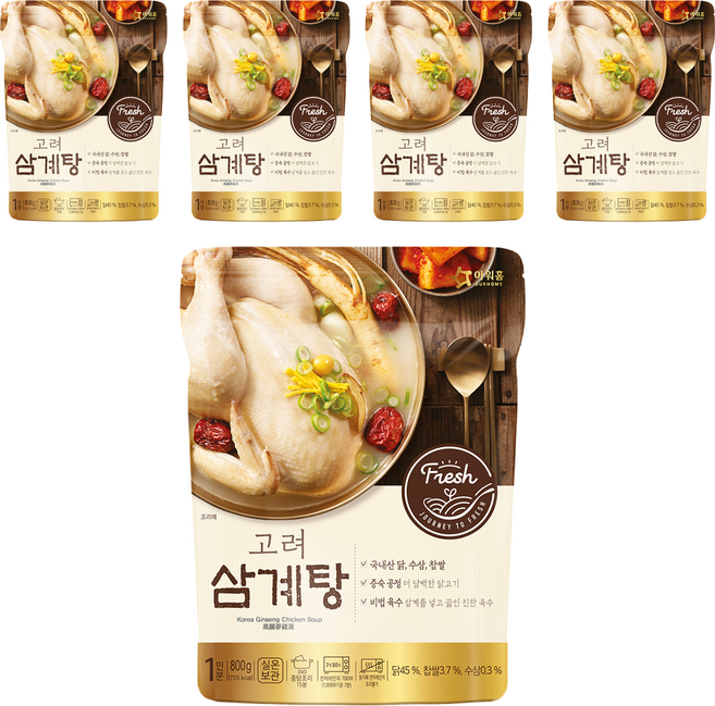 OURHOME 愛味弘 高麗參雞湯, 5個, 800g
