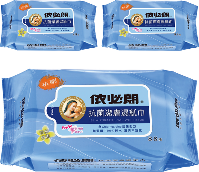 依必朗 抗菌超柔潔膚濕紙巾 淡雅清香, 1入, 3包