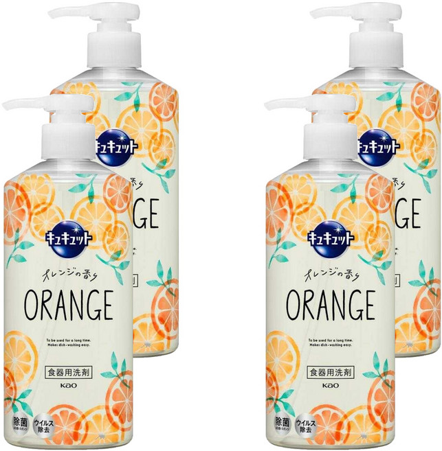Kao 花王 Cucute 珂珂透 按壓式洗碗精 柑橘, 480ml, 4瓶