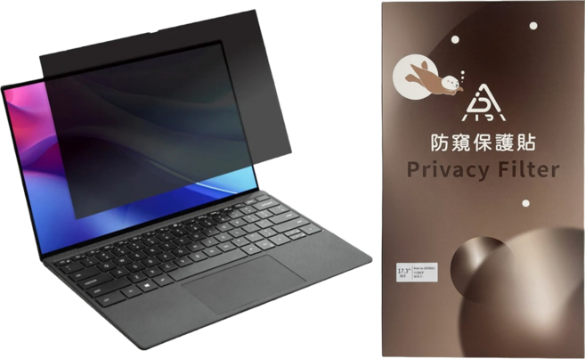 台灣 AIDA 筆記型電腦防窺抗藍光保護貼 17.3吋16:9 防窺片, 透黑色, 1個