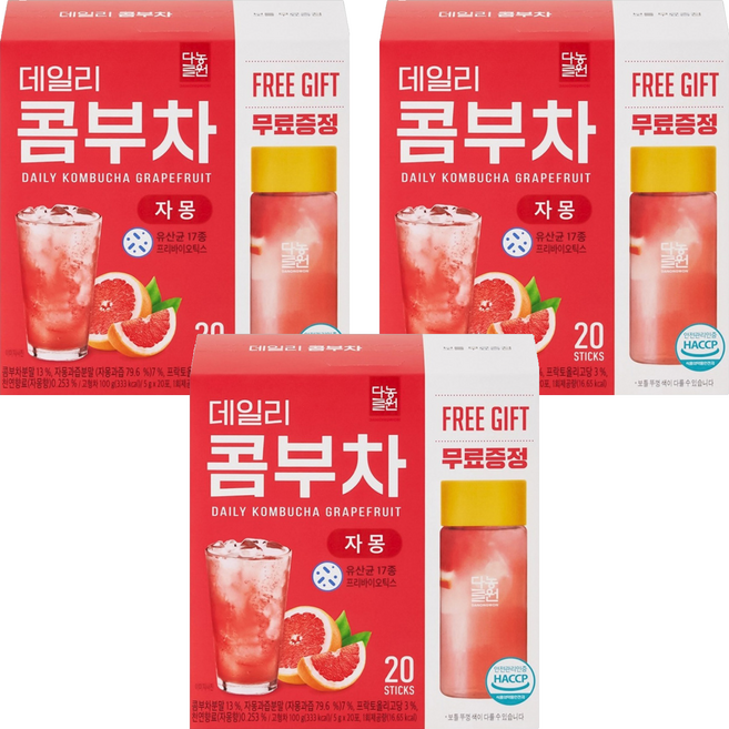 Danongwon 乳酸菌康普茶 + 瓶子 西柚, 5g, 20包, 3盒