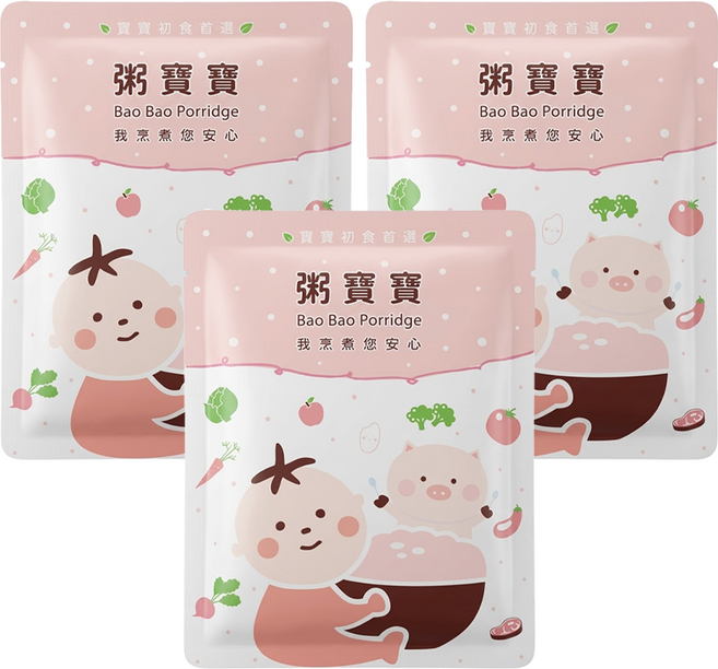 粥寶寶 蘋果蔬菜豬寶粥, 蘋果蔬菜, 150g, 3包