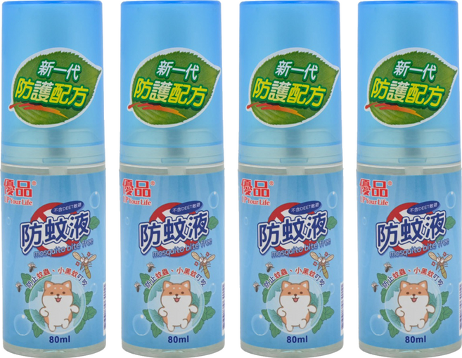 優品 防蚊液, 80ml, 4瓶