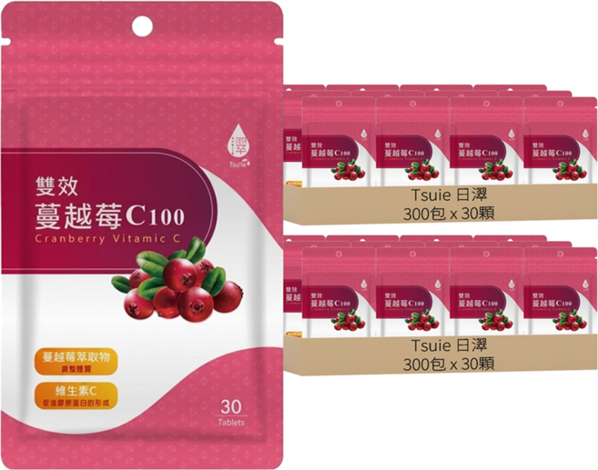 Tsuie 日濢 雙效蔓越莓 C100, 30顆, 750mg, 600包