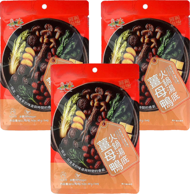 自然緣素 薑母鴨火鍋湯底, 60g, 3個
