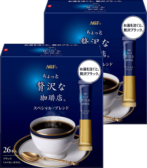 AGF 微奢華咖啡店 贅澤深煎即溶黑咖啡, 2g, 26條, 2盒