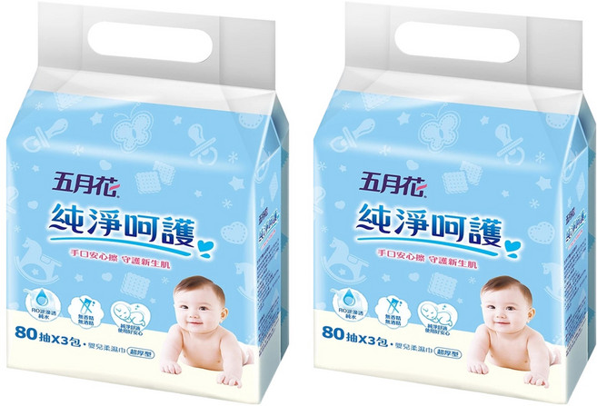 五月花 嬰兒柔濕巾 超厚型, 80張, 6包