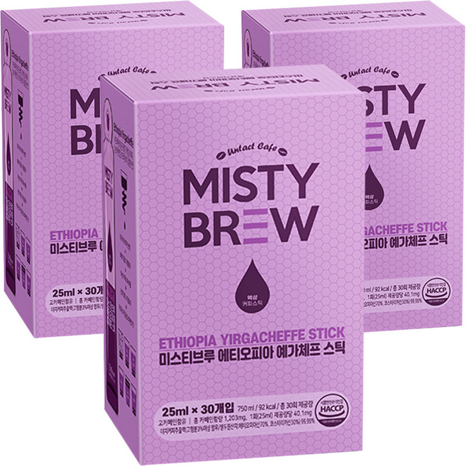 MISTY BREW 衣索比亞耶加雪菲冰滴咖啡濃縮液隨身包, 25ml, 30條, 3盒