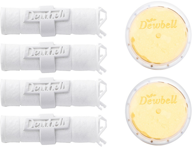 Dewbell 旅行用蓮蓬頭補充沉積物濾芯 4個 + 維他命頭部濾芯 2個, 1組, 柑橘檸檬