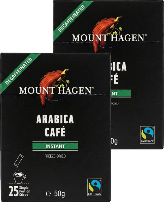 MOUNT HAGEN 公平貿易低咖啡因即溶咖啡粉, 2g, 25條, 2盒