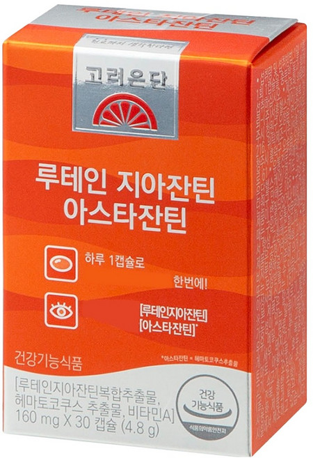 eundan 高麗銀丹 葉黃素玉米黃素蝦紅素, 30錠, 1個