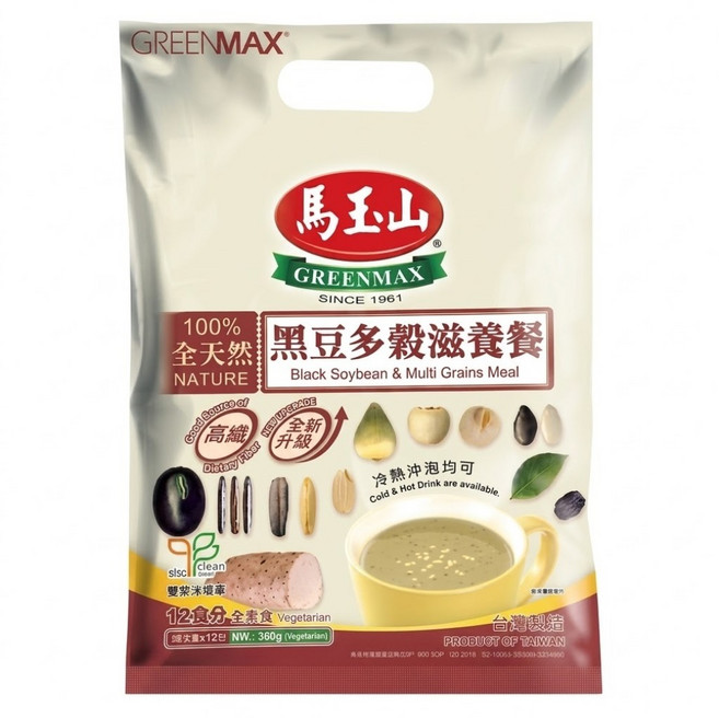 馬玉山 黑豆多穀滋養餐, 360g, 1袋