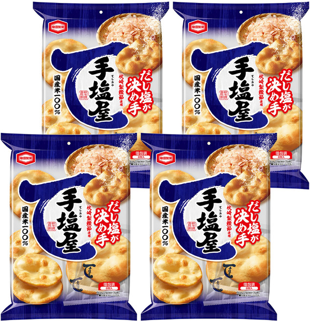 龜田製菓 手鹽屋 8枚手鹽屋米果, 107.2g, 4袋