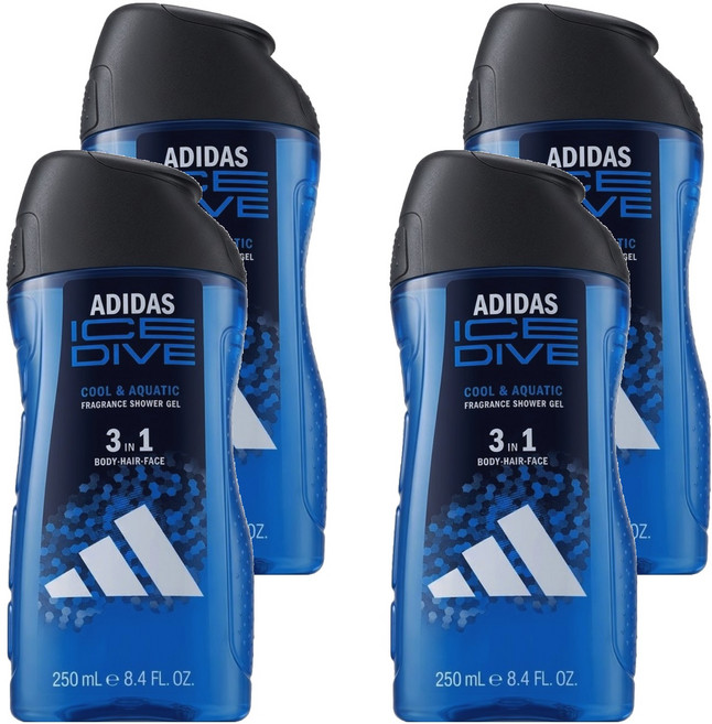 adidas 愛迪達 男性3合1潔顏洗髮沐浴露 超越沁涼, 250ml, 4瓶