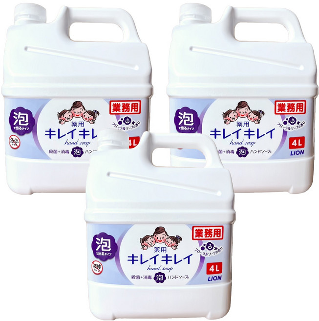 LION 獅王 趣淨 台灣公司貨 業務用泡沫洗手慕斯 花香, 3件, 4L
