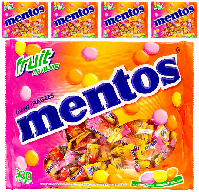 mentos 曼陀珠 獨立包裝曼陀珠 綜合水果口味, 810g, 5袋