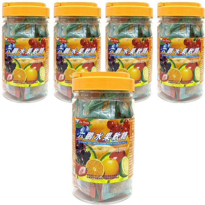 LIU PERNG 六鵬 水果軟糖, 100g, 5罐